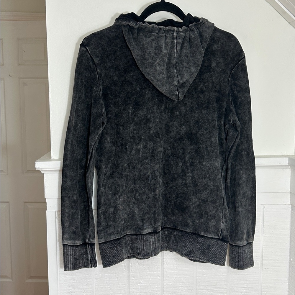 POL Black Lace-Trim Zip Hoodie - Picture 5 of 7
